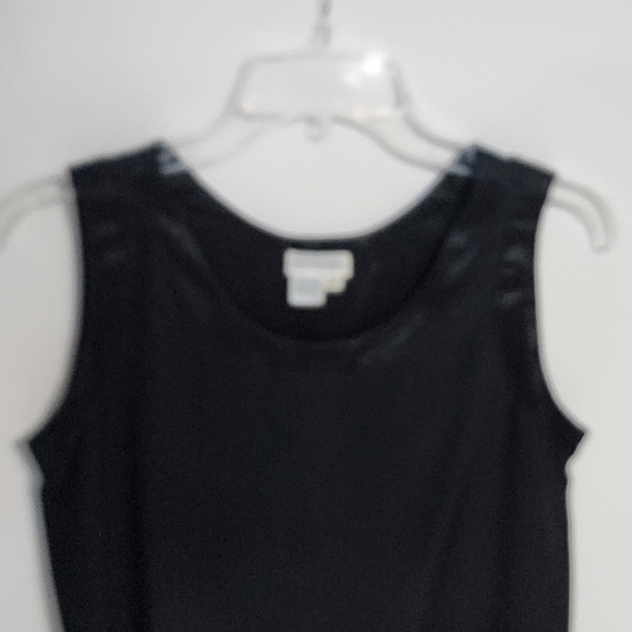 SAKS FIFTH AVENUE  Women's Black silk Sleeveless top with satin trim size M - Picture 3 of 9